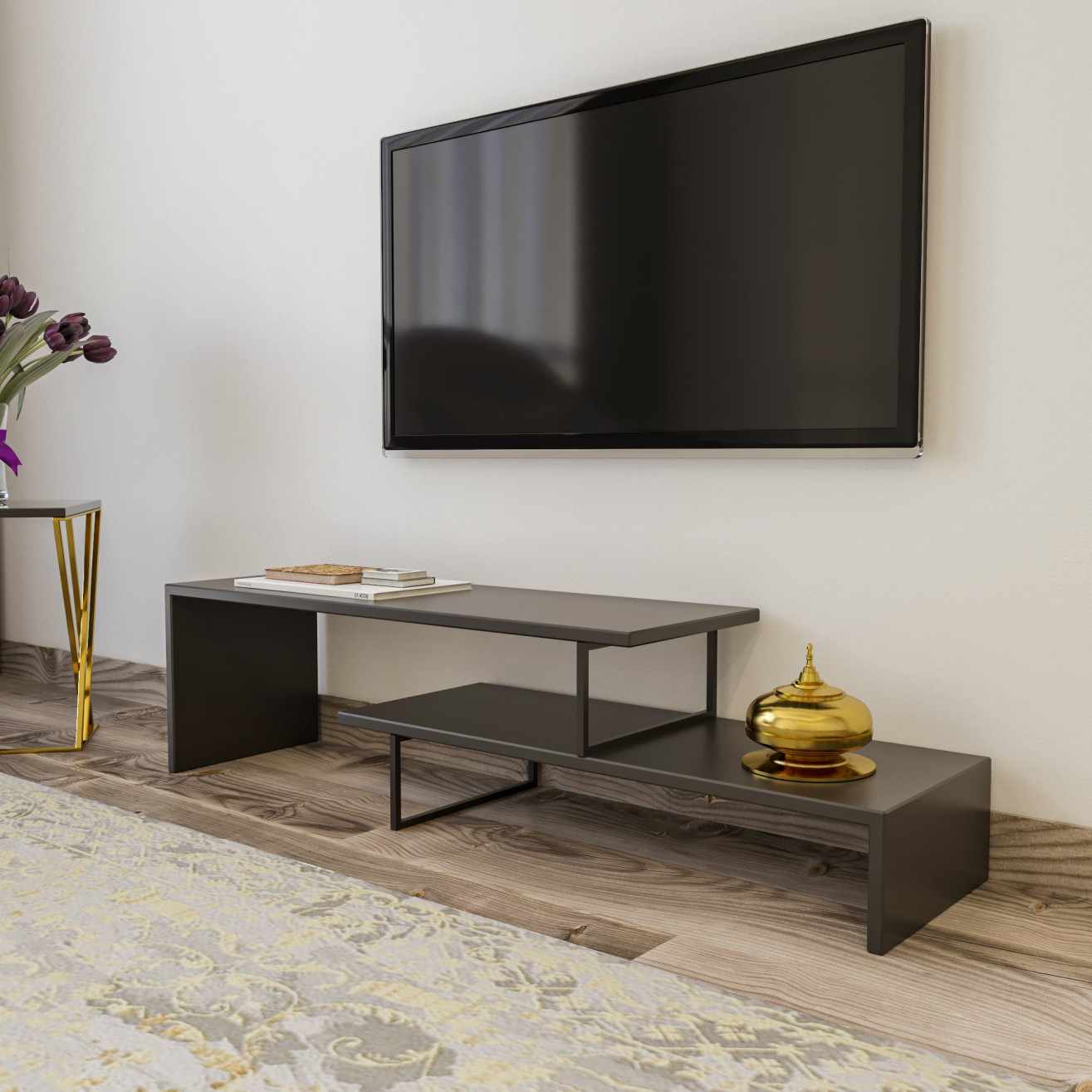 meuble tv ovit anthracite noir decovry com