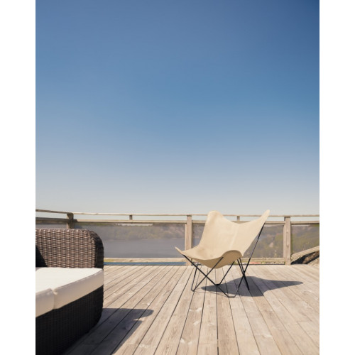 Cuero Design Outdoor Butterfly Chair Sunbrella Beige DECOVRY